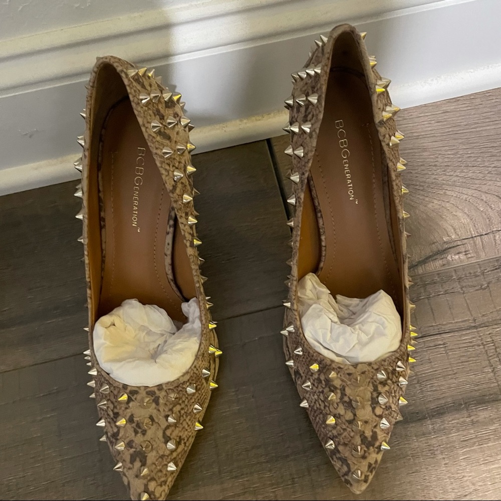 Bcbg Snake print spiked heels